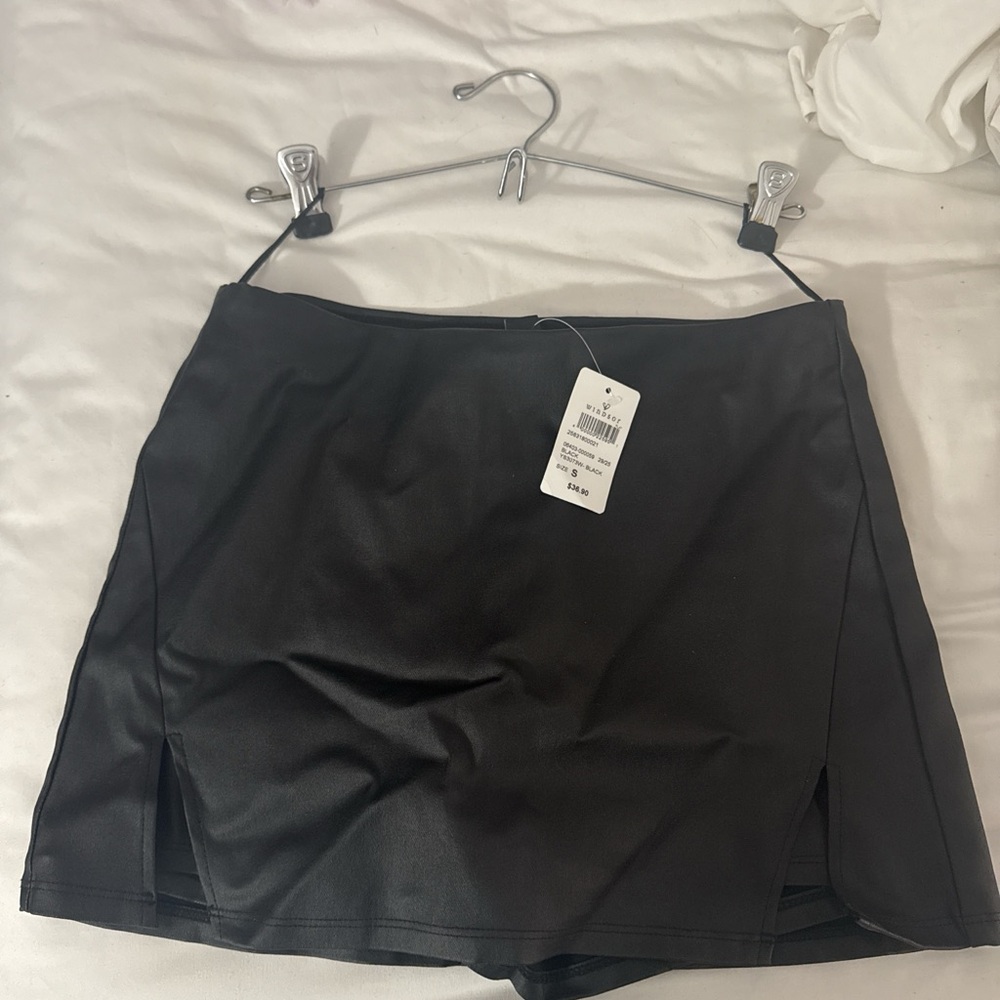 Windsor Black Faux Leather Skirt